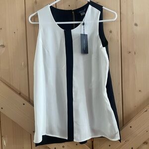 Tommy Hilfiger Black and White Sleeveless Blouse